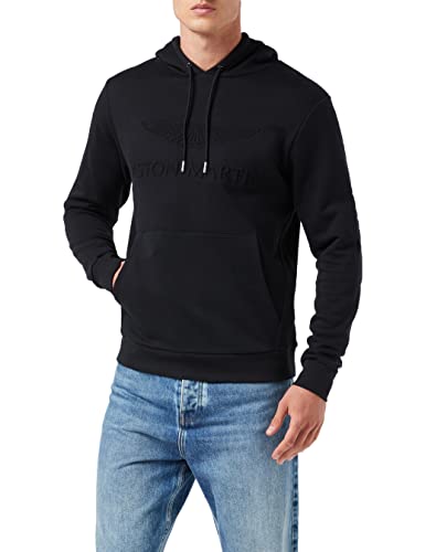 Hackett London Men's Amr Embossed HDY Hooded Sweatshirt, Schwarz, L von Hackett London