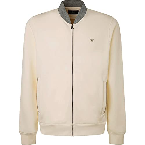 Hackett London Men's Bomber Fz Jacket Sweatshirt, Ecru, 3XL von Hackett London