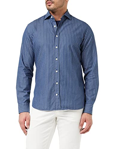 HACKETT LONDON Men's Indigo Pinstripe Shirt, L von Hackett London