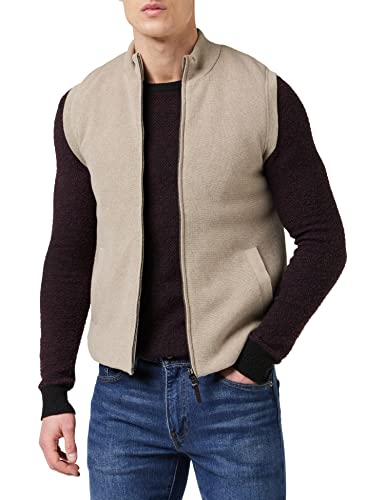 Hackett London Men's Knit Hybrid Gilet Cardigan Sweater, Taupe, L von Hackett London