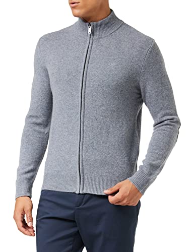 Hackett London Men's Lambswool Fzip Cardigan Sweater, Grey Marl, M von Hackett London