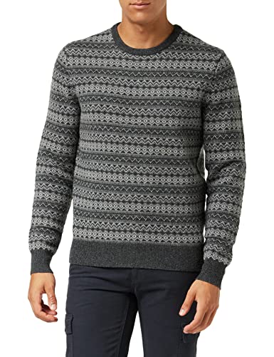 HACKETT LONDON Men's Monochrom Fairisl CRW Pullover Sweater, BLK/Charcol, L von Hackett London