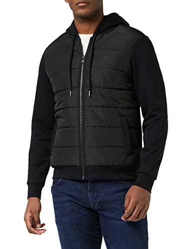 Hackett London Men's Quilt Front Hoody Hooded Sweatshirt, Schwarz, XXL von Hackett London