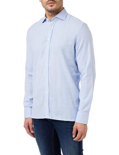 HACKETT LONDON Men's Soft Stretch Hbone Button Down Shirt, Blue, S von Hackett London