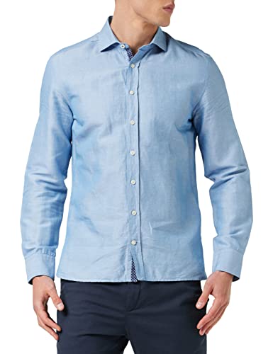 HACKETT LONDON Men's Soft Twill Multi Trim Shirt, Sky, M von Hackett London