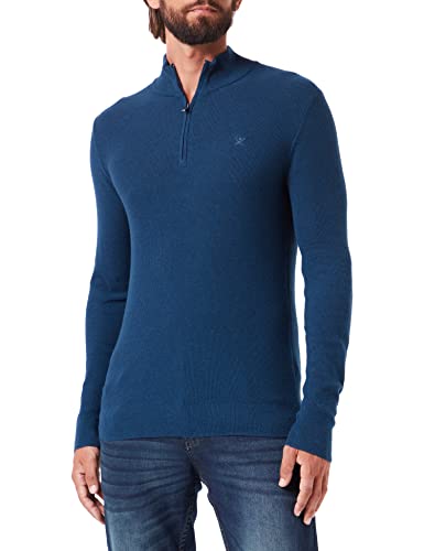 Hackett London Men's Textured Hzip Cardigan Sweater, Ensign Blue, 3XL von Hackett London