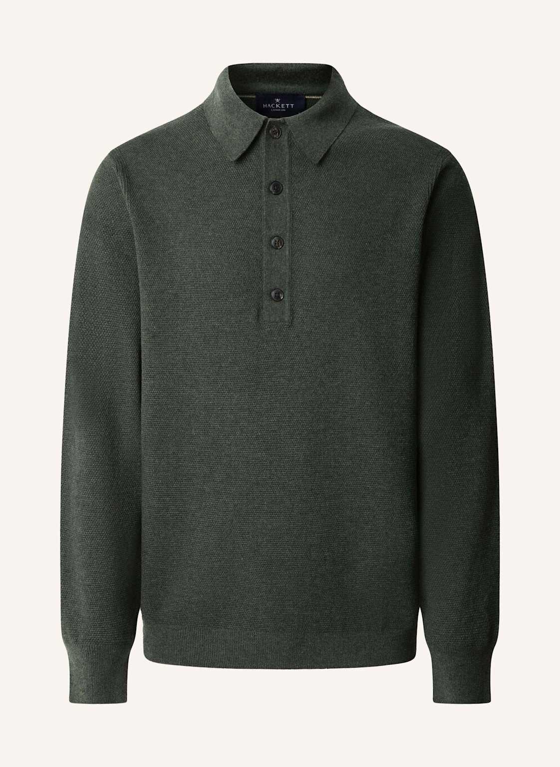 Hackett London Poloshirt Textured Ls Knit Polo gruen von Hackett London