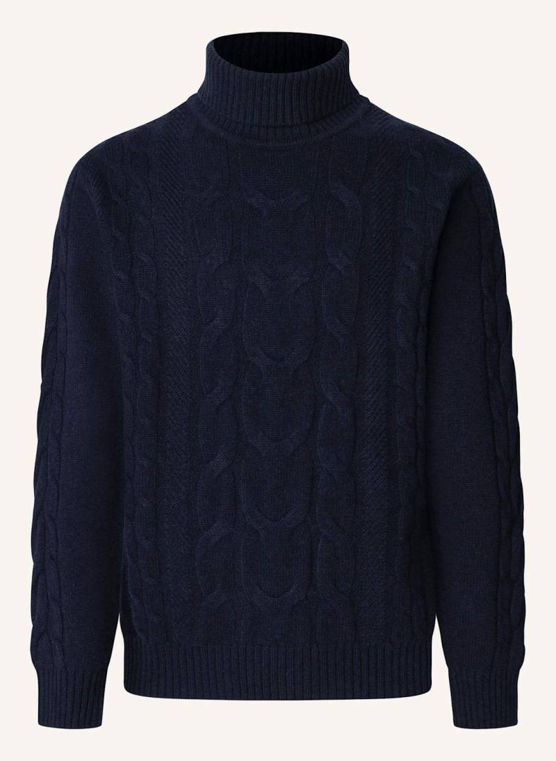 Hackett London Pullover Cable Roll Neck blau von Hackett London