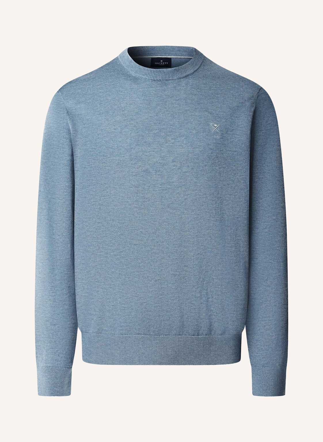 Hackett London Pullover Cotton Silk Crew blau von Hackett London