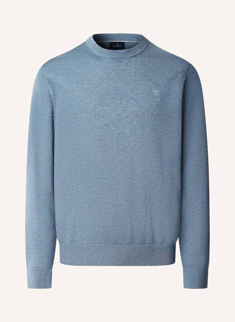 Hackett London Pullover Cotton Silk Crew blau von Hackett London