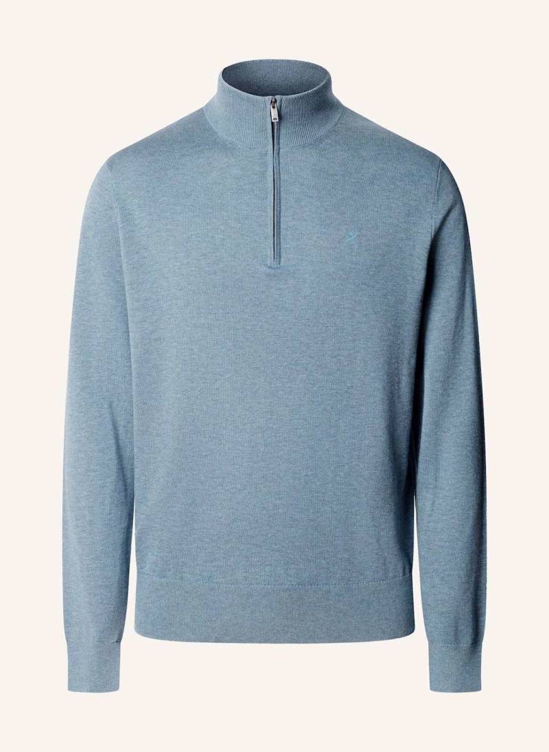 Hackett London Pullover Cotton Silk Hzip blau von Hackett London
