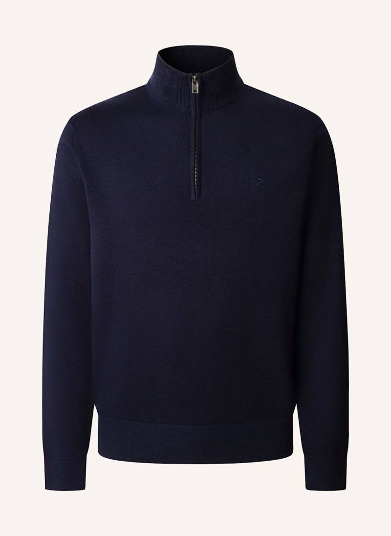 Hackett London Pullover Cotton Silk Hzip blau von Hackett London