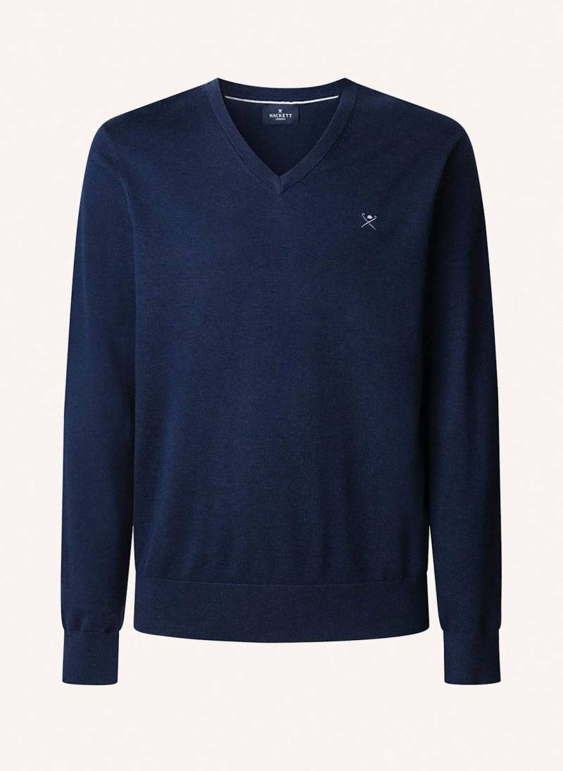 Hackett London Pullover Cotton Silk V Neck. blau von Hackett London