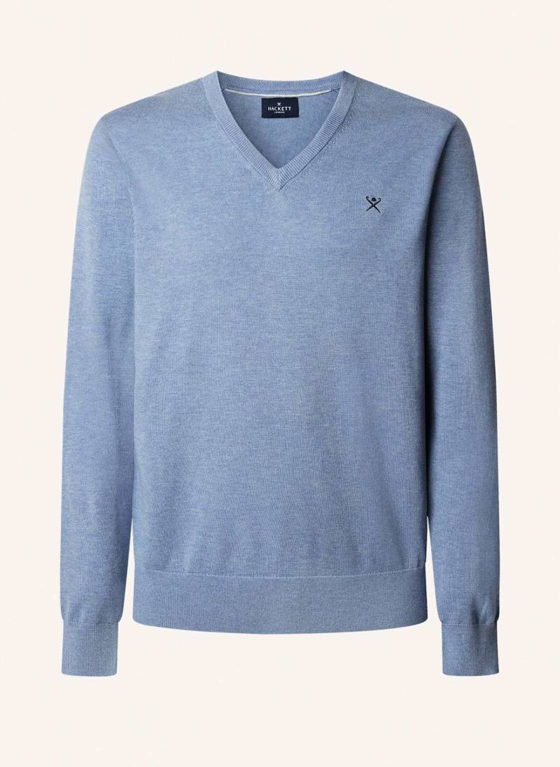Hackett London Pullover Cotton Silk V Neck. blau von Hackett London
