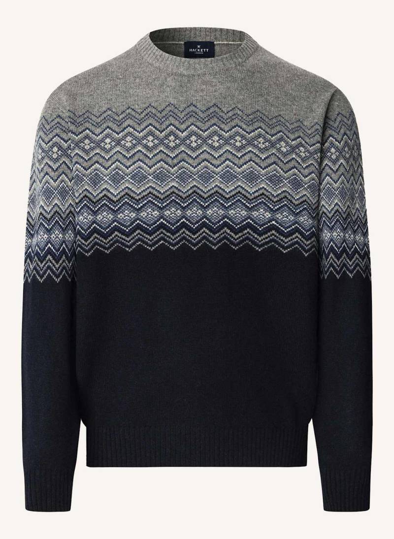 Hackett London Pullover Fairisle Crew blau von Hackett London