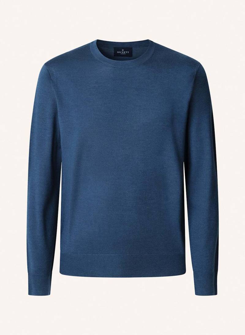 Hackett London Pullover Gmd Merino Silk Crew blau von Hackett London