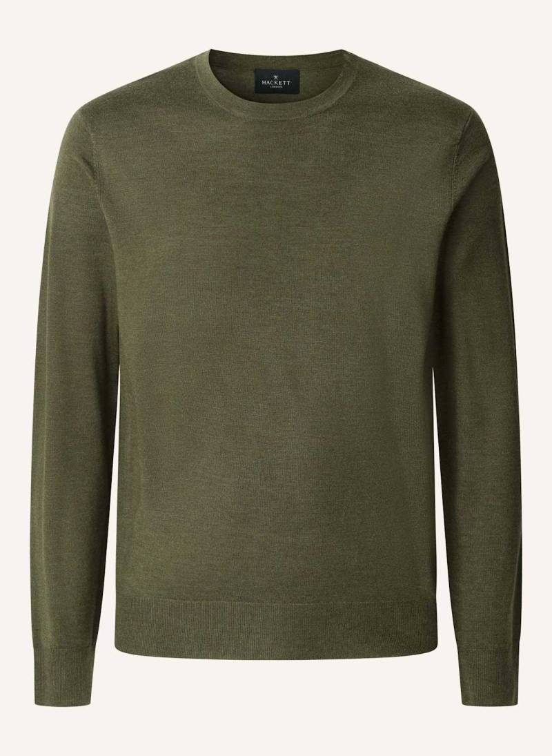 Hackett London Pullover Gmd Merino Silk Crew gruen von Hackett London