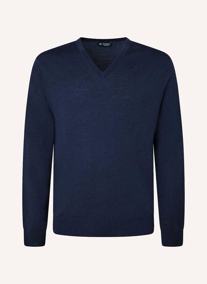 Hackett London Pullover Gmd Merino Silk V Nck blau von Hackett London