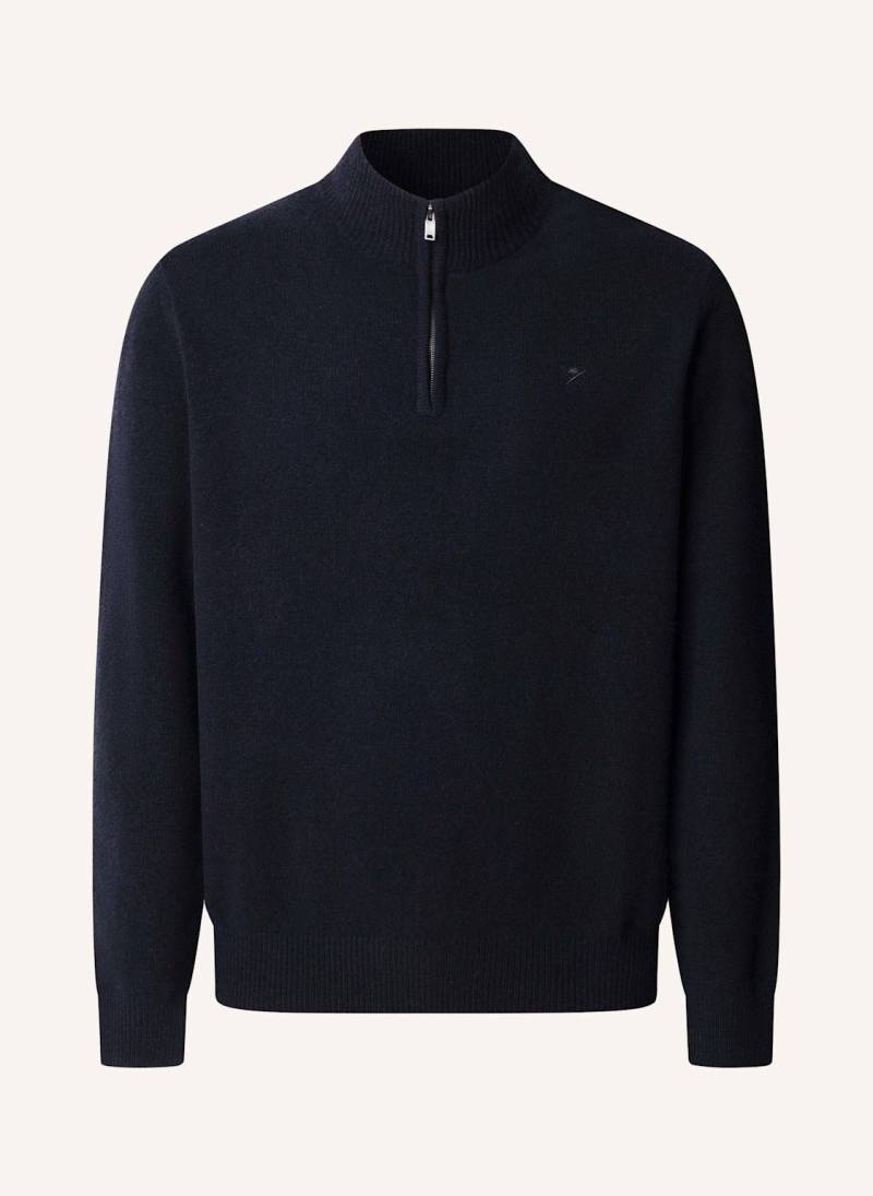 Hackett London Pullover Lambswool Hzip blau von Hackett London