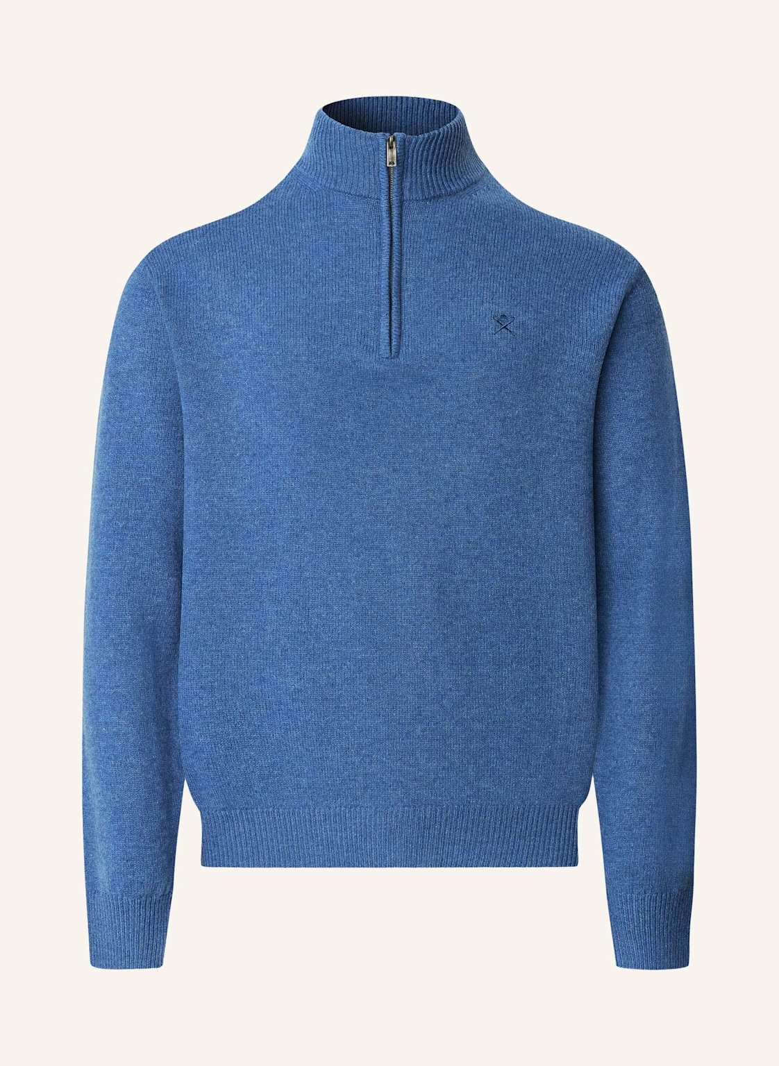 Hackett London Pullover Lambswool Hzip blau von Hackett London