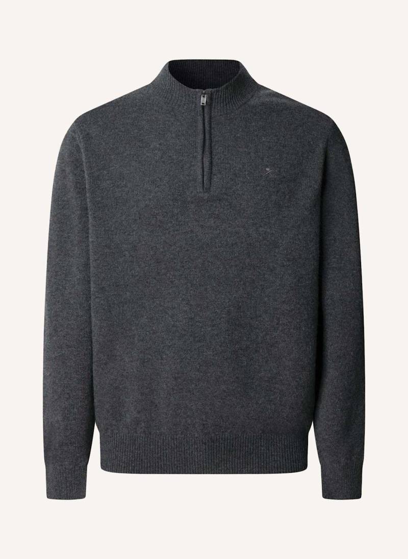 Hackett London Pullover Lambswool Hzip grau von Hackett London