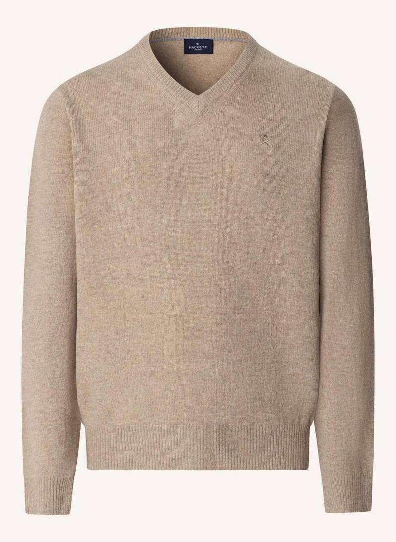 Hackett London Pullover Lambswool V Neck beige von Hackett London