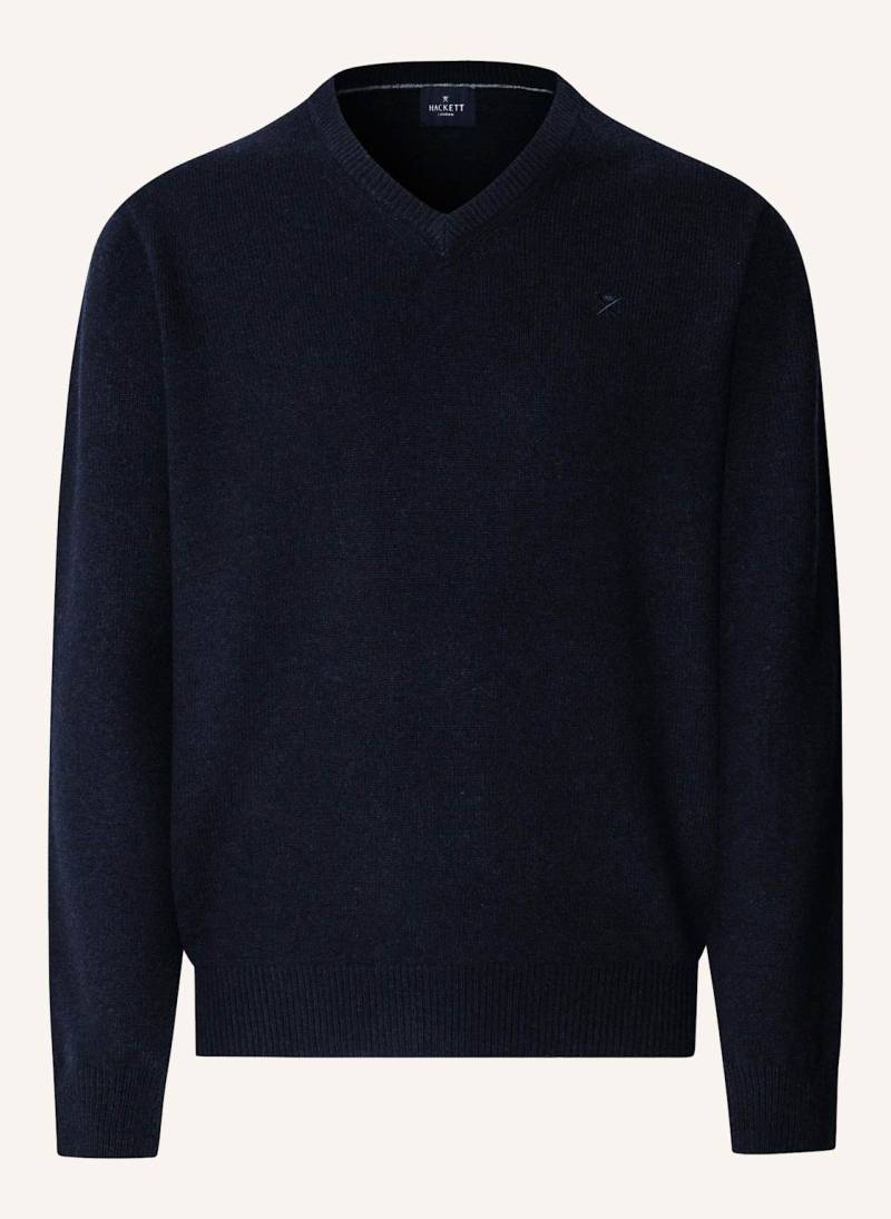 Hackett London Pullover Lambswool V Neck blau von Hackett London
