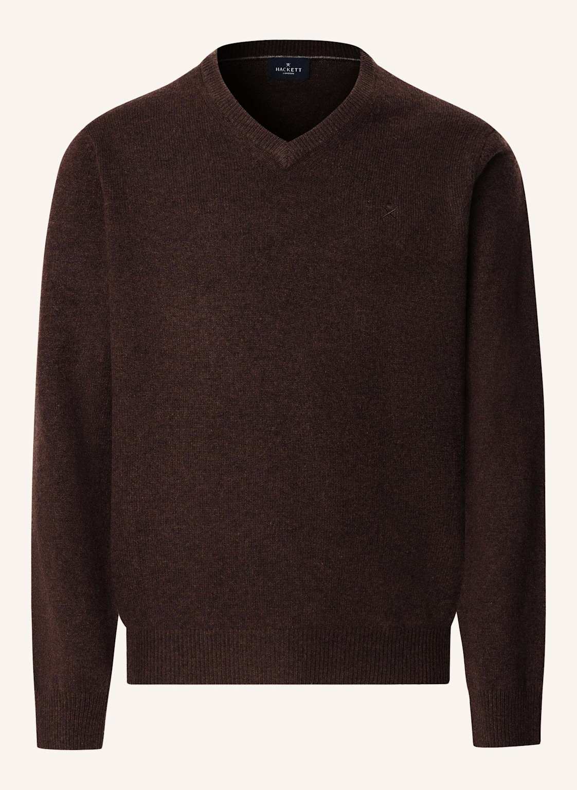 Hackett London Pullover Lambswool V Neck braun von Hackett London