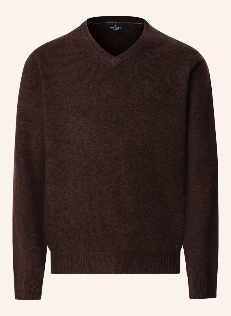Hackett London Pullover Lambswool V Neck braun von Hackett London