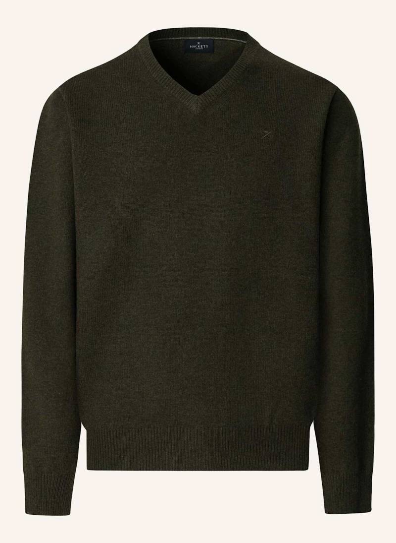 Hackett London Pullover Lambswool V Neck gruen von Hackett London