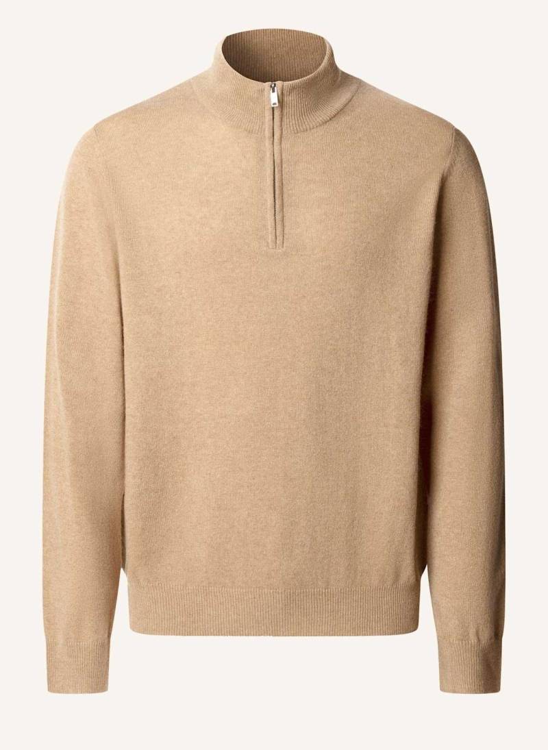 Hackett London Pullover Merino Cash Mix Hzip beige von Hackett London