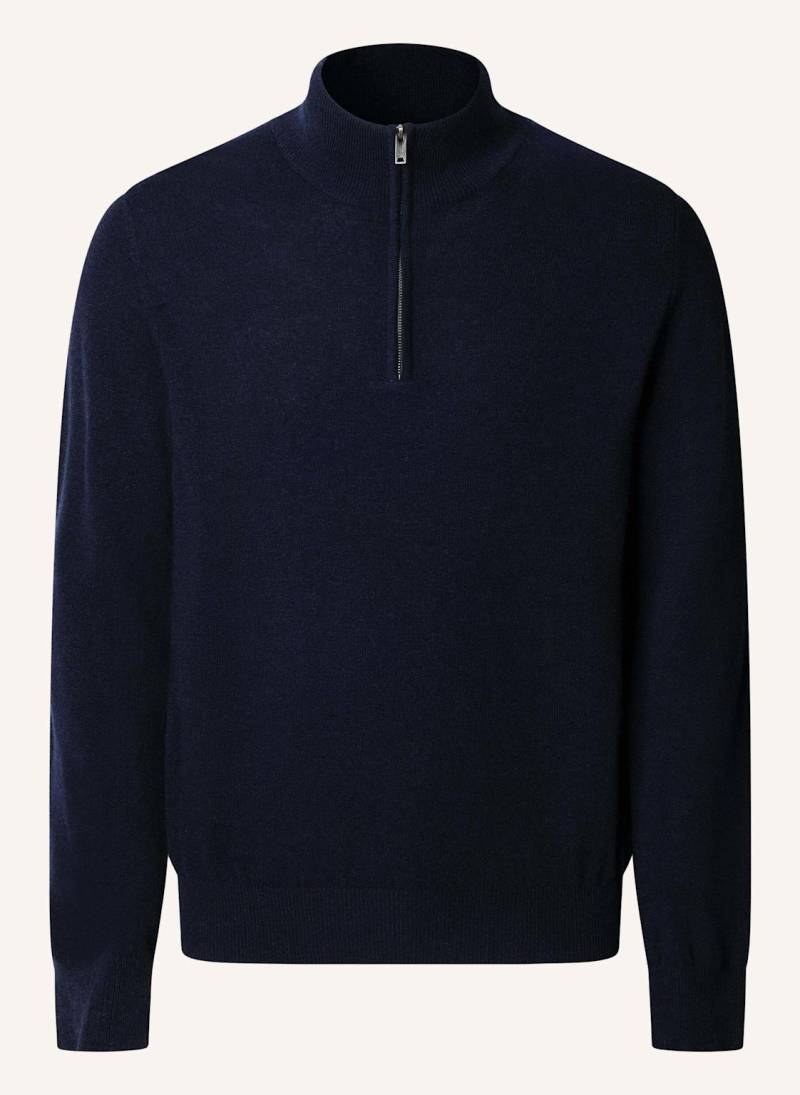Hackett London Pullover Merino Cash Mix Hzip blau von Hackett London