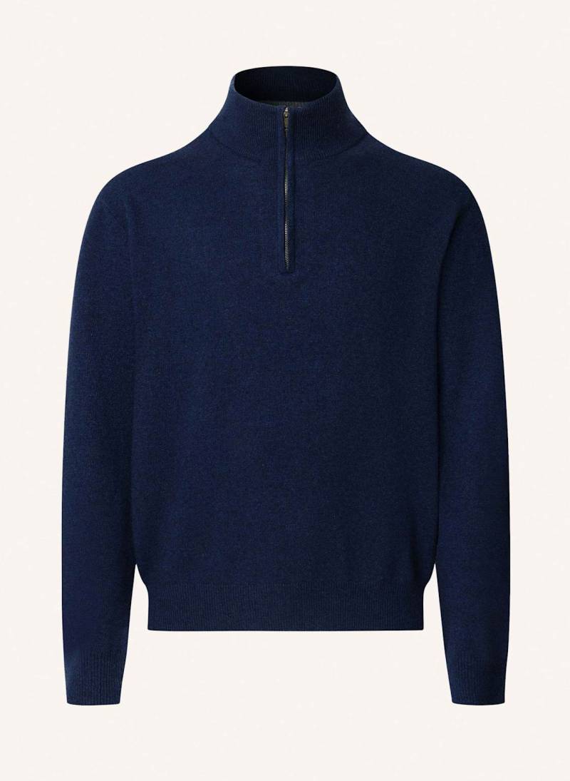 Hackett London Pullover Merino Cash Mix Hzip blau von Hackett London