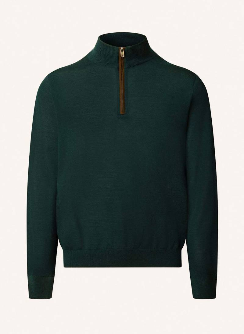 Hackett London Pullover Merino Silk Hzip gruen von Hackett London