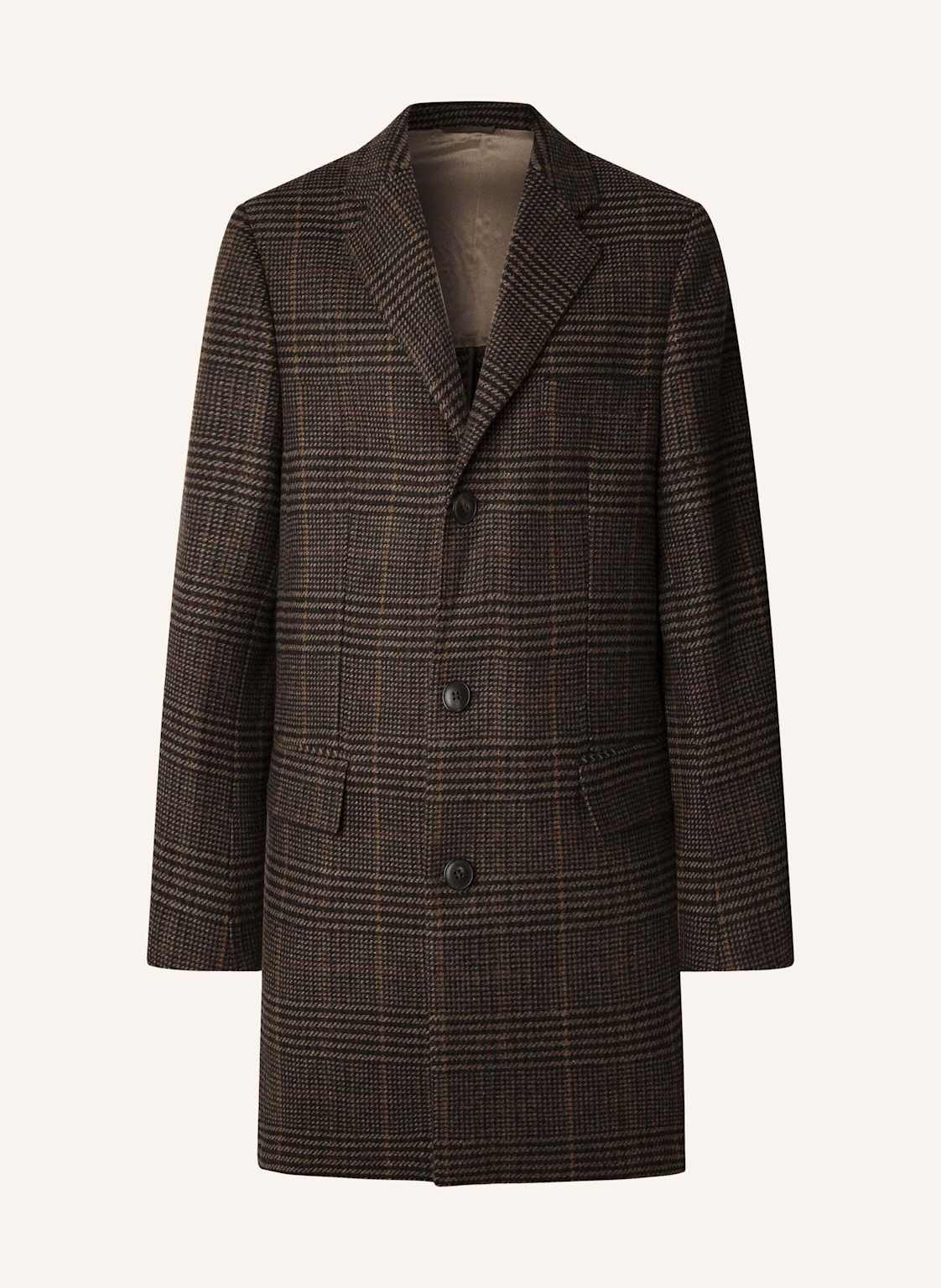 Hackett London Stehkragenmantel Country Check Coat braun von Hackett London
