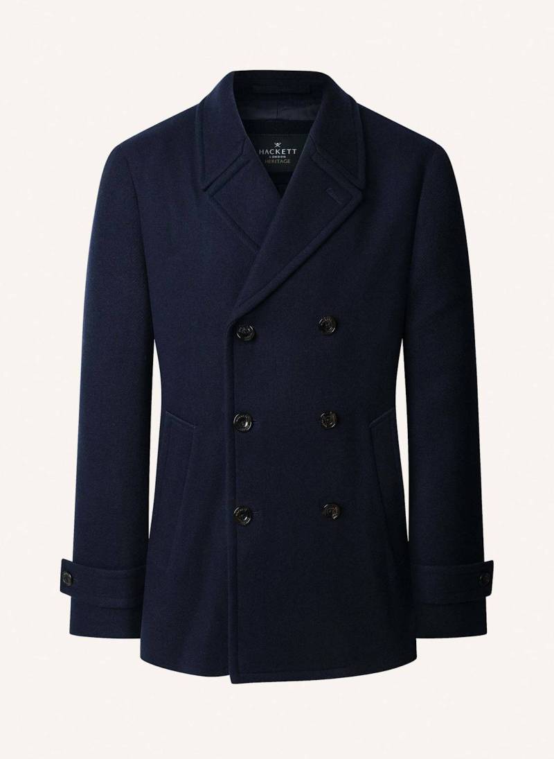 Hackett London Stehkragenmantel Greenwich Peacoat blau von Hackett London