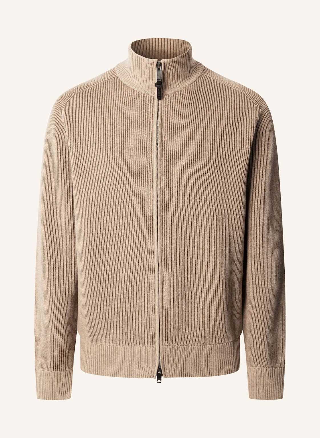 Hackett London Strickjacken Cardigan Bi Col Rib Fzip beige von Hackett London