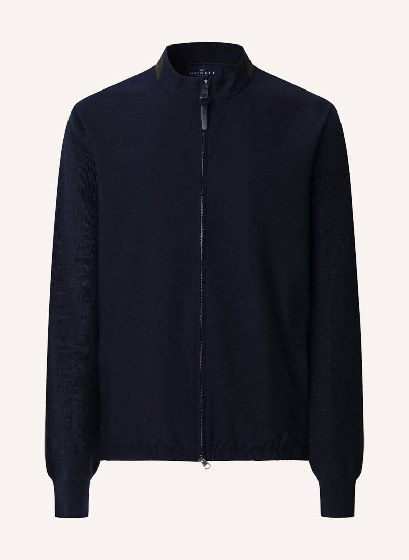 Hackett London Strickjacken Cardigan Nylon/Knit Fzip Hyb blau von Hackett London