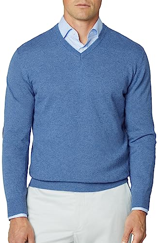 Hackett London Herren Merino Cash Mix V Pullover, Blau (Steel Blue), Small von Hackett London