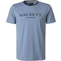 HACKETT Herren T-Shirt blau Baumwolle Classic Fit von Hackett