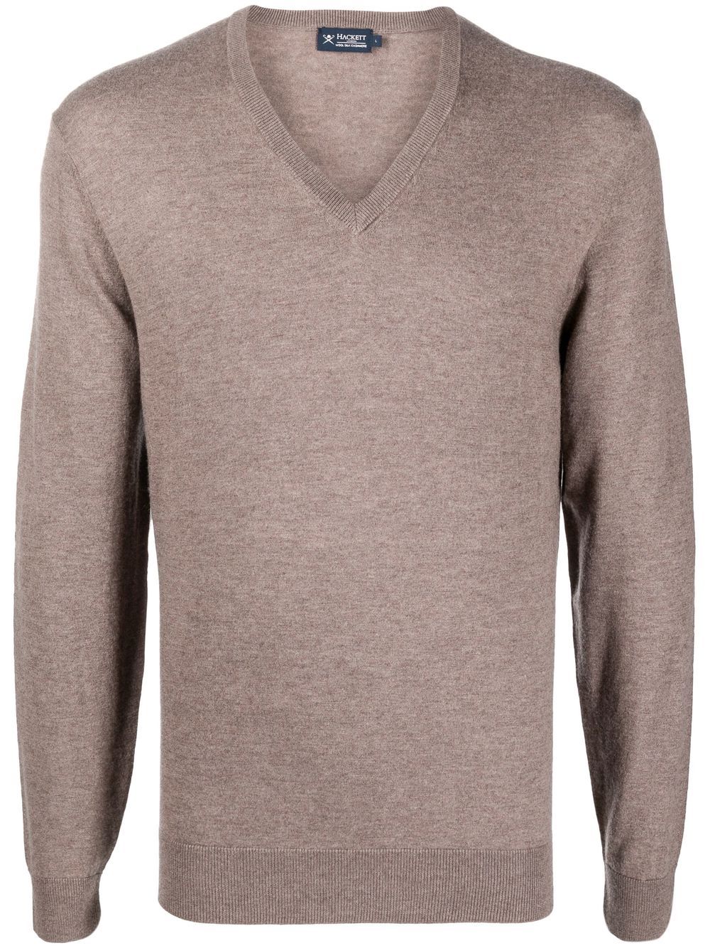 Hackett Gerippter Pullover mit V-Ausschnitt - Braun von Hackett