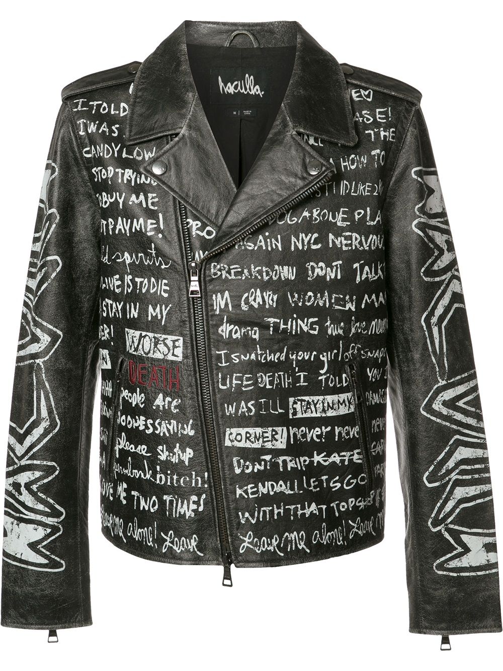 Haculla Bikerjacke mit Text-Prints - Schwarz von Haculla