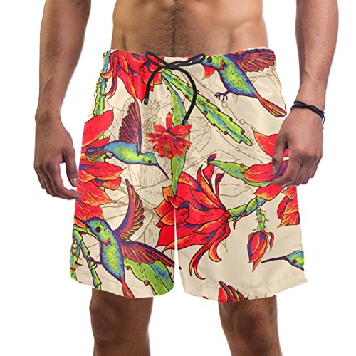 HadHfun Herren Badehose Kolibri-Blume Schnell trocknende Badeshorts für den Strand von HadHfun