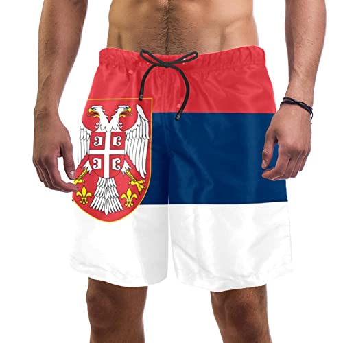 HadHfun Serbische Flagge 1914 Men's Swimming Trunks Hawaii Swimming Shorts Elastic Waistband Board with Mesh Lining Inner Shorts and Adjustable Drawstring, Breathable M von HadHfun