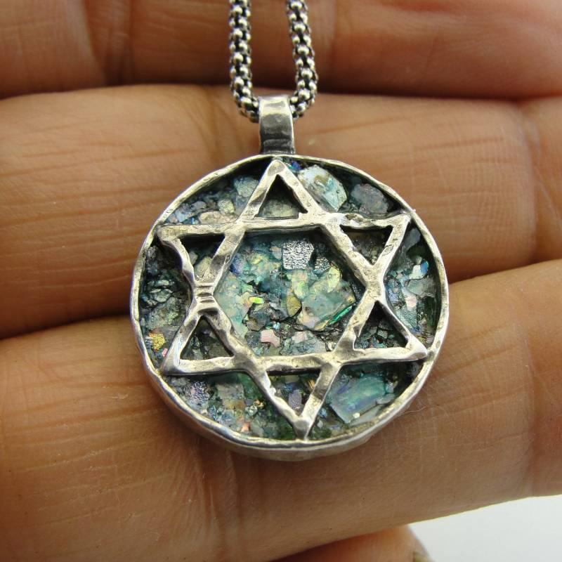 Davidstern Halskette Auf Römer-Glas von Hadas1951