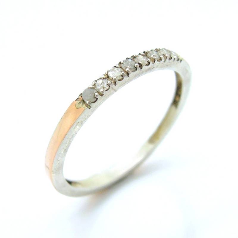 Old Diamanten Verlobungsring in Einem Sterling Silber Und Rotgold von HadasGold