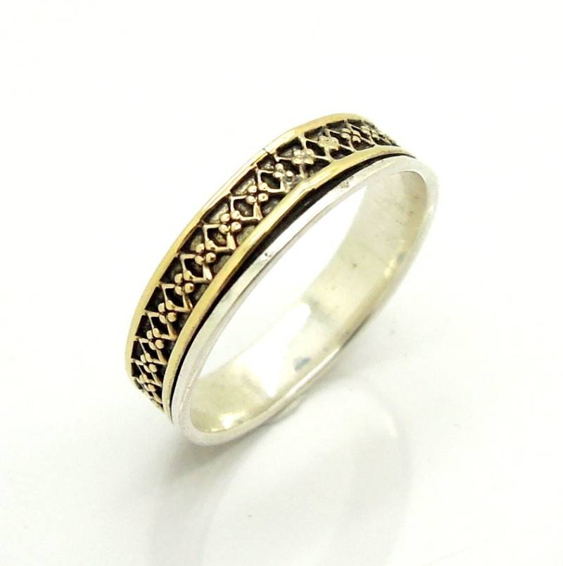 Silber Ehering Mit Einem Gold-Inlay Filigrane Spitze Silber Ehering Mit Einem Gold-Inlay Filigrane Spitze von HadasGold