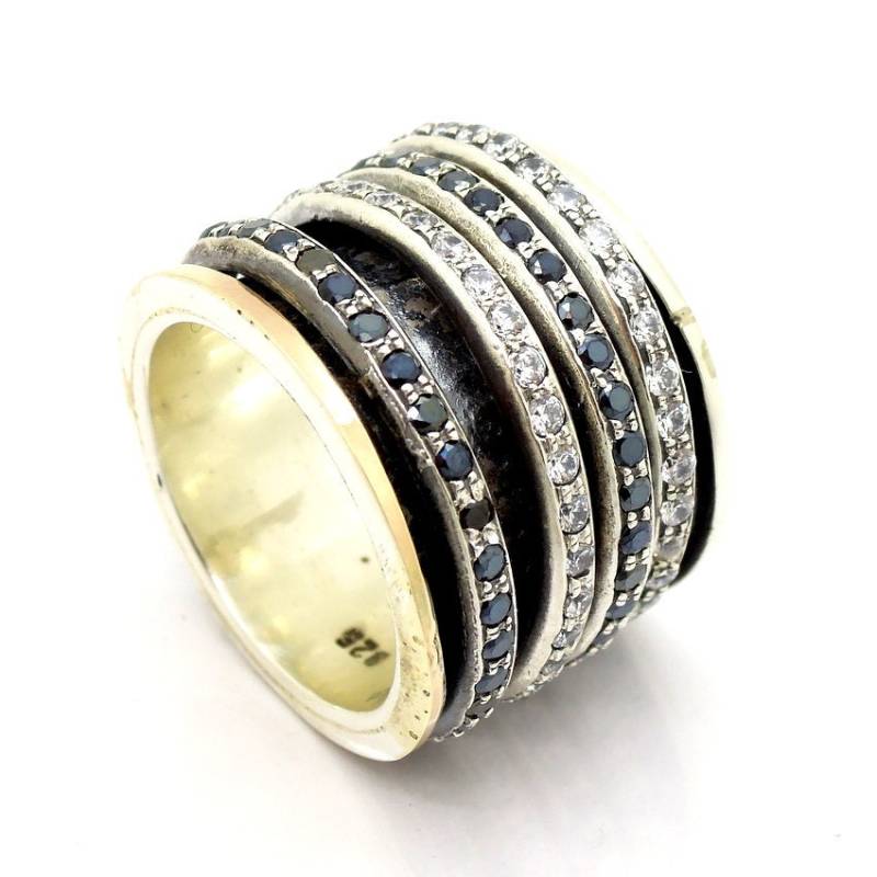 Silberring, Gold-, Schwenk-, Spinner Mit Zirkon Und Spinell von HadasGold