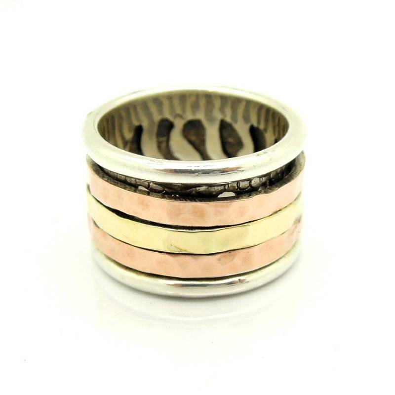 Weit Silber Gelb & Roségold Ehering Spinner von HadasGold