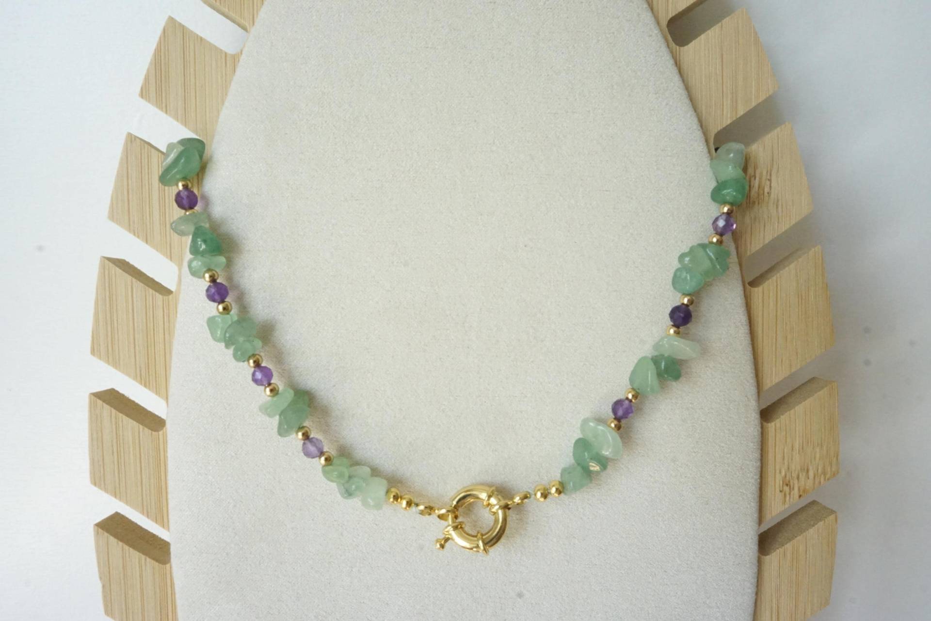 Aventurin Edelstein Chips Halskette Echter Bunt Boho Stil, Heilkristall von HadisDesigns